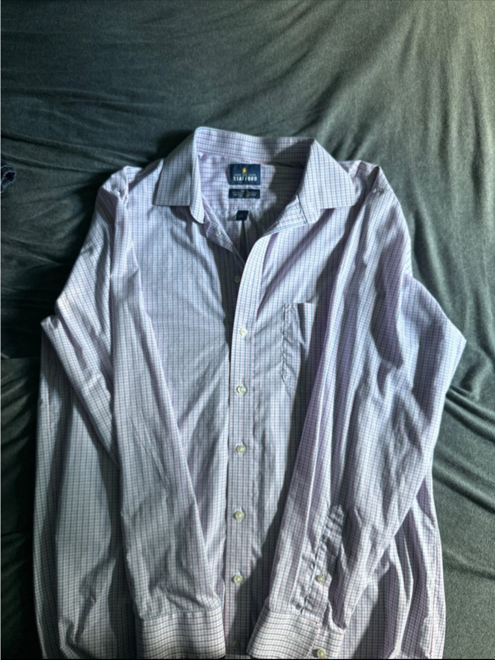 Stafford Men's Lavender Checked Dress Shirt